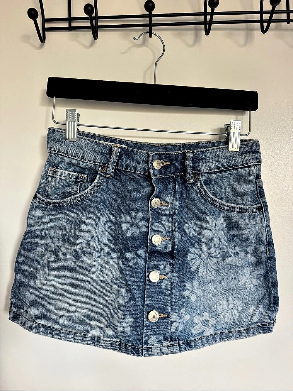 Zara Floral Denim Skirt Girls 12-13 Years Like New